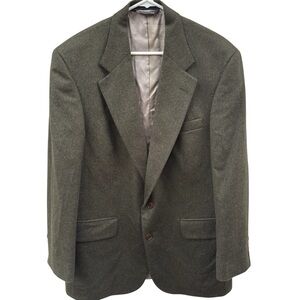 100% Wool Lands End Dark Green Blazer Jacket Mens 42R Tiroler Loden Vintage